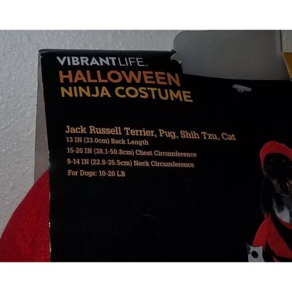 NEW Ninja Costume Pet Size Small Cat Dog (10-20 lbs) Halloween Vibrant Life Hat - Picture 4 of 6